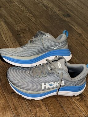 Hoka Gray and Blue Performance mens Running Shoes